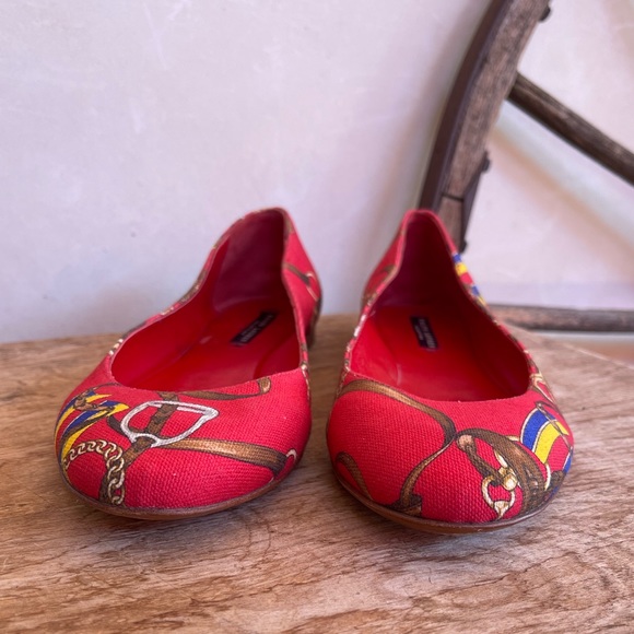 RALPH LAUREN COLLECTION Purple Label Red Equestrian Horse Bit Flat 9M Italy RARE - Picture 10 of 13